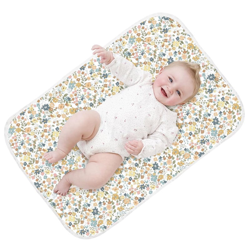 Coinarin Baby Diaper Changing Pad – 31.5" x 21.5" Extra Large Waterproof Absorbent Portable Changing Mat, Reusable Changing Pad Liner for Travel or at Home Use(Floral1) - Image 1